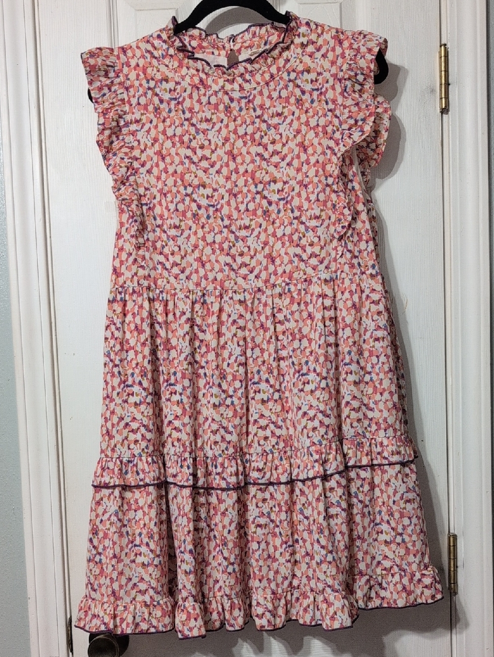 JODIFL Pink Floral Ruffle Tiered Dress